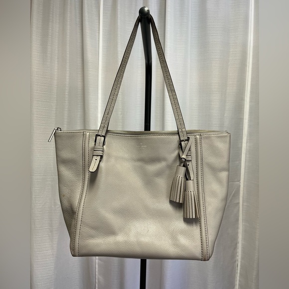Kate Spade Orchid Street Maya Tote Large Gray Pebbled Leather Hobo Shoulderbag - Picture 1 of 9